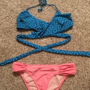 Victoria secret pink bottoms with blue arie top